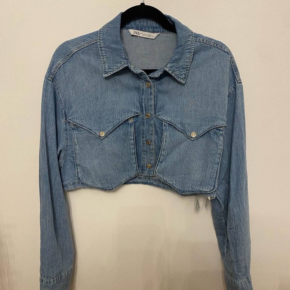 Zara Cropped Denim Shirt